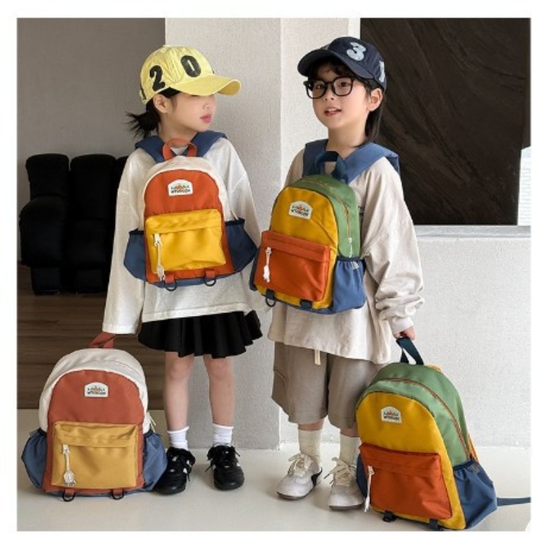 New Color Blocked Children's B - Canvas Backpack Casual review and price